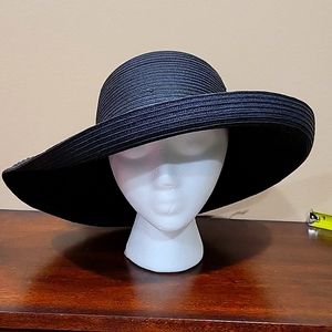 Hat Stuff: Classic woven sun hat/ black/ one size